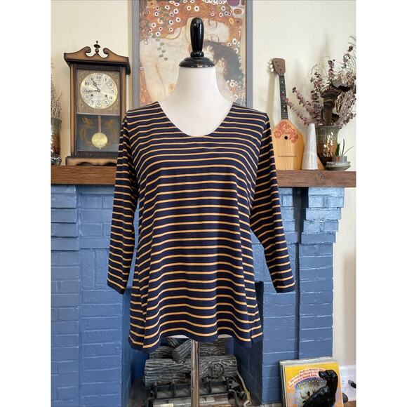 J Jill M Stripe Forward Seam Long Sleeve T-shirt Peasant Ruffle Lot of 2 Tops - Picture 4 of 14